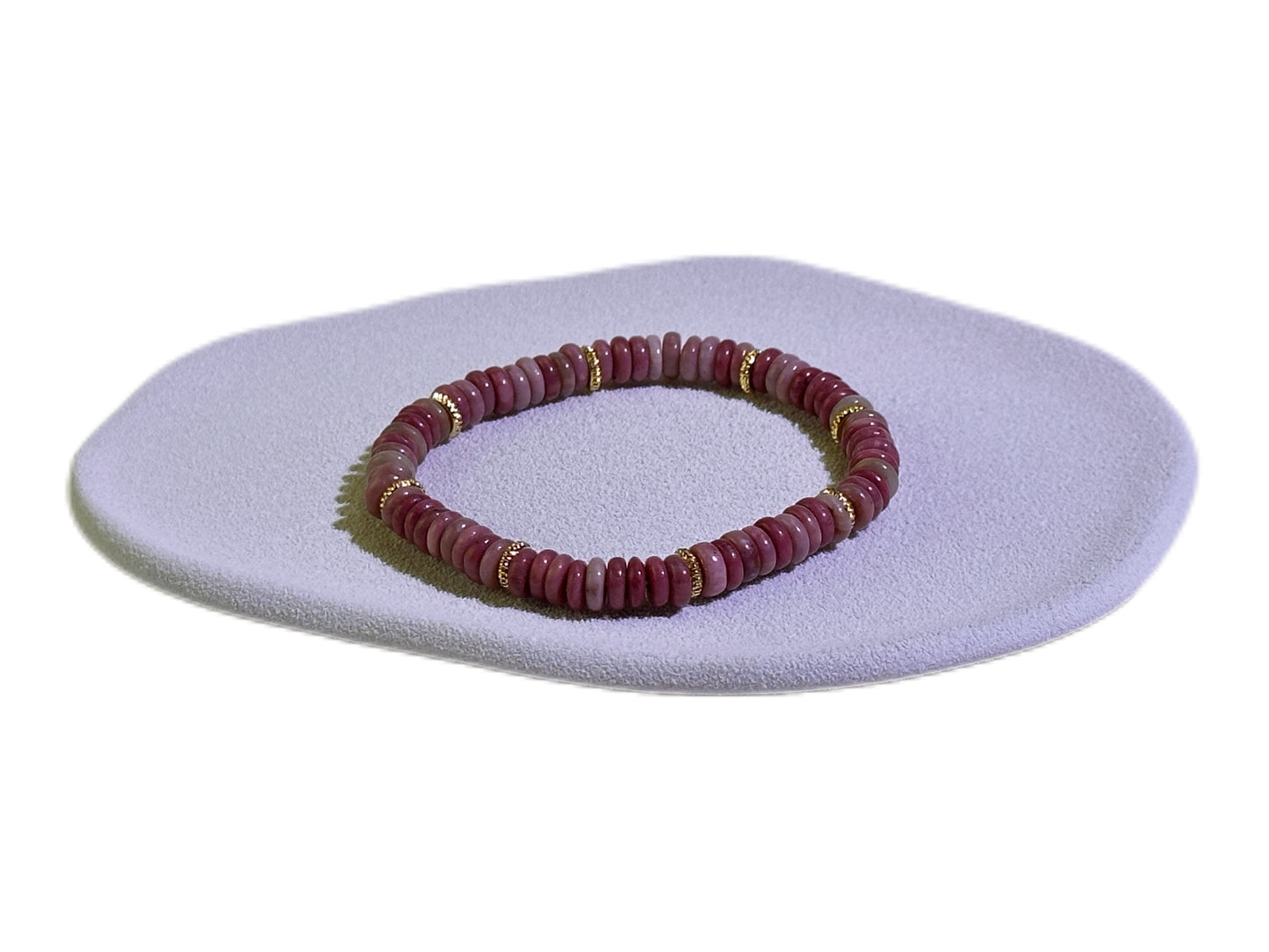 Flat Disc Rhodonite Quartz Bracelet