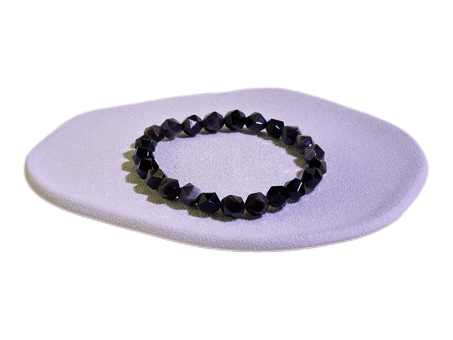 Diamond Cut Silver Sheen Obsidian Bracelet
